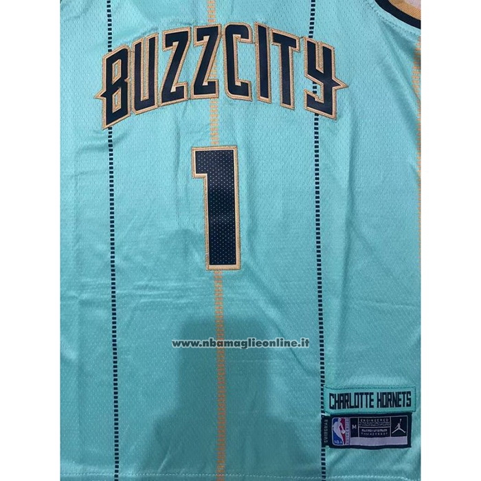 Maglia Bambino Charlotte Hornets LaMelo Ball #1 Citta 2020-21 Verde